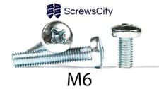 Image of M6 Phillips Pan Head Machine Screws Zinc Plated Steel Metric DIN 7985