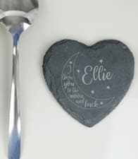 Image of PERSONALISED I Love You To The Moon & Back Slate Coaster Anniversary, Birthday