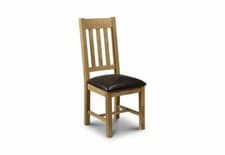 Image of Julian Bowen Astoria Waxed Solid Oak Brown Faux Leather Dining Chair