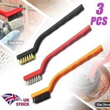Image of Pack of 3 Small Wire Brush Set Cleaning DETAIL BRUSH SET Steel Wire/Brass/Nylon
