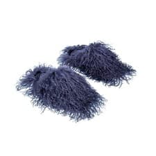 Image of Ladies/Womens Grey Fluffy Furry Sheep Fur Shearling Winter Slippers