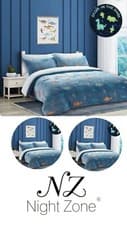 Image of Dinosaur Glow In Dark Duvet Cover Kids Multicolour Dino Bedding Set