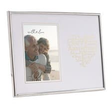 Image of Silver Photo Frame for 50th Anniversary 4'x6' Picture with Heart Script