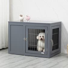 Image of Furniture-Style Dog Crate End Table w/ Two Doors, for Small and Medium Dogs