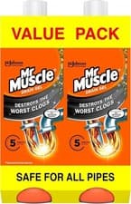 Image of Mr Muscle Drain Unblocker, Sink & Drain Cleaner, Duo Pack, (2 X 1L) Works 3x