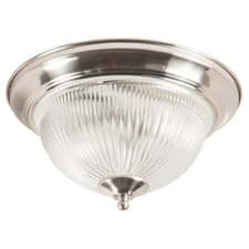 Image of THLC Modern 2 Light Satin Silver IP44 Bathroom Flush Ceiling Light, Clear Glass