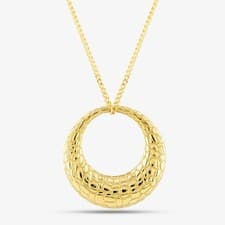 Image of 9ct Yellow Gold Snake Skin Textured Open Circle Necklace GP2292 GN184