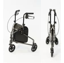 Image of NRS Healthcare 3 Wheel Steel Rollator Walking Aid with Bag & Lockable Brakes