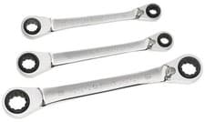 Image of Expert By Facom E111115 3 Pce 4-IN-1 Ratcheting Ring Spanner Wrench Set 8-19mm 