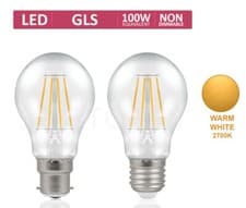 Image of Light Bulbs Bayonet Screw LED Filament GLS B22 E27 40 60 100 Watt Clear Globe