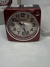 Image of Seiko QHE118R Red Travel Alarm Clock - New (6cm X 6cm)