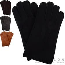 Image of MENS LUXURY THICK GENUINE SHEEPSKIN GLOVES WITH 3 POINT STITCH DETAIL