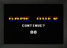 Image of Game over 8bit continue b Framed Wall Art Poster Canvas Print Picture