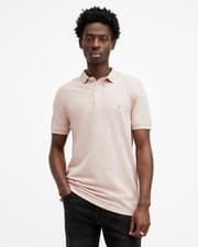 Image of AllSaints Men's Pink Cotton Polo Shirt UK Size S