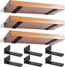 Image of 6 Pack Heavy Duty 6 inch Black Metal Floating Shelf Brackets for Shelves Support