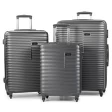 Image of Rock Pacific 3 Piece Hardside Luggage Suitcase Set in Charcoal Grey - 5792-1-A