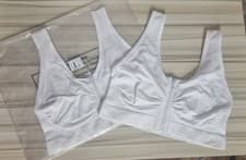 Image of 2-Pack UK8 UK10 White Soft Stretchy Front Fastening Bralette Bras Non-wired