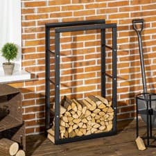 Image of 100cm Metal Firewood Log Holder Rack Elevated Design Balanced Base Side Rails