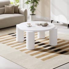 Image of Round Coffee Table Tea Table Modern Center Table with 4 Legs for Living Room