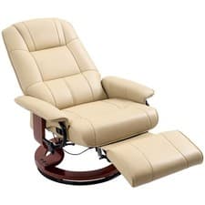 Image of HOMCOM Manual Recliner Swivel Reclining Chair with Footrest Armrests Cream