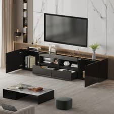 Image of 200cm Modern TV Unit Stand Cabinet w/LED Lights High Gloss Doors Drawer Storage