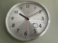 Image of Acctim “Klar” 40cm Wall Clock, Non-Ticking, Brushed Metal, Silver - NEW RRP £60