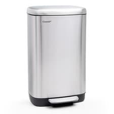 Image of Stainless Steel Rectangular Pedal Bin With Soft Close Lid Silver Waste Bin - 30L