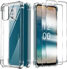 Image of For Nokia G42 5G Case, Slim Clear Silicone Shockproof Phone Cover + Screen Glass