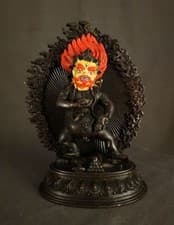 Image of Tibetan Buddhism Gold Face Wealth of God Zambhala Jambhala Oxide Statue Figure