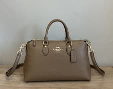 Image of COACH Georgia Satchel Crossbody Bag Refined Pebble Leather CR156 Gold/Dark Stone