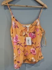 Image of TED BAKER Jaelynn Rhubarb Printed Floral Cami Tank / Orange / Size 3 Uk 12