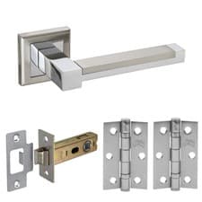 Image of Square Internal Chrome Door Handle Packs - Duo Polished & Satin Chrome