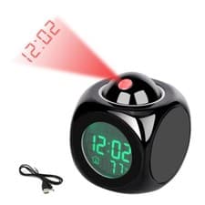 Image of Digital LED Projection Alarm Clock Projector LED Voice Talking Time Temperature