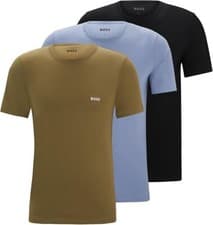 Image of Hugo Boss 3 Pack Classic Crew Neck Khaki/Black/Blue T-Shirt Size Medium