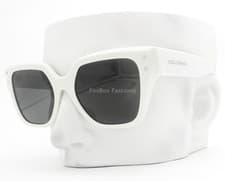 Image of Dolce Gabbana Sunglasses Polished White Silver Logo DG 4471 3312/87 with Case
