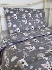 Image of Single Bed Duvet Cover Set 100% Pure Cotton | Forest Animals Woodland Bedding