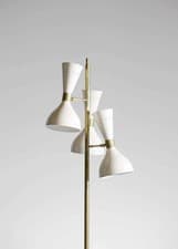 Image of Mid Century Floor Lamp Brass Adjustable 3 Light Standing Lamp Lighting for room