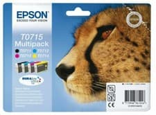 Image of Epson T0715 Cheetah Original Genuine 4 inks Multipack Ink Cartridges To715 Tiger