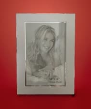 Image of Silver Photo Frame 4” X 6” Picture Size Shiny & Matt Contrast Finish BNIB