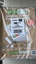 Image of eco-eco 95% Recycled Clear A4 Index Tabbed File Pockets (Pack of 12)