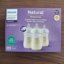 Image of Avent Natural Response Baby Bottle - 3 x 260ml Baby Milk Bottle. Brand New