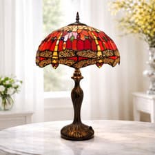 Image of Handcrafted Tiffany Style 16" Table Lamp Bedside Light Desk Lamps Stained Glass