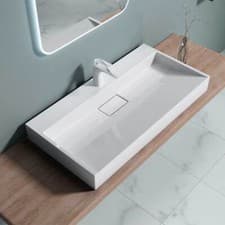 Image of Modern Bathroom Wash Basin Sink Stone Resin Countertop Wall Hung Full Size Range