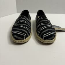 Image of TOMS Womens Slip-On Shoes Alpargata Rope Black Global Stripe Size 6 US