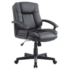 Image of Mid Back PU Leather Executive Office Chair Swivel Desk Chair Black