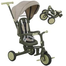 Image of AIYAPLAY 5 in 1 Foldable Kids Trike, Toddler Tricycle for 1-3 Years, Dark Green