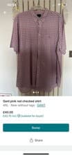 Image of Gant Pink Red Teal Checkered Short Sleeve T Shirt