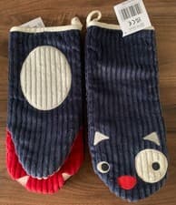 Image of New 2 Oven Gloves - Arms Protection - Cat Theme - 250 Degrees Resistant Kitchen