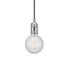 Image of Ceiling Light Silver Avra Single Pendant Chrome Metal 60w Max E27 Screw Lamp