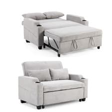 Image of 2 Seater Pull Out Sofa Bed, 3-in-1 Sleeper Sofa with Adjustable Backrest mit USB